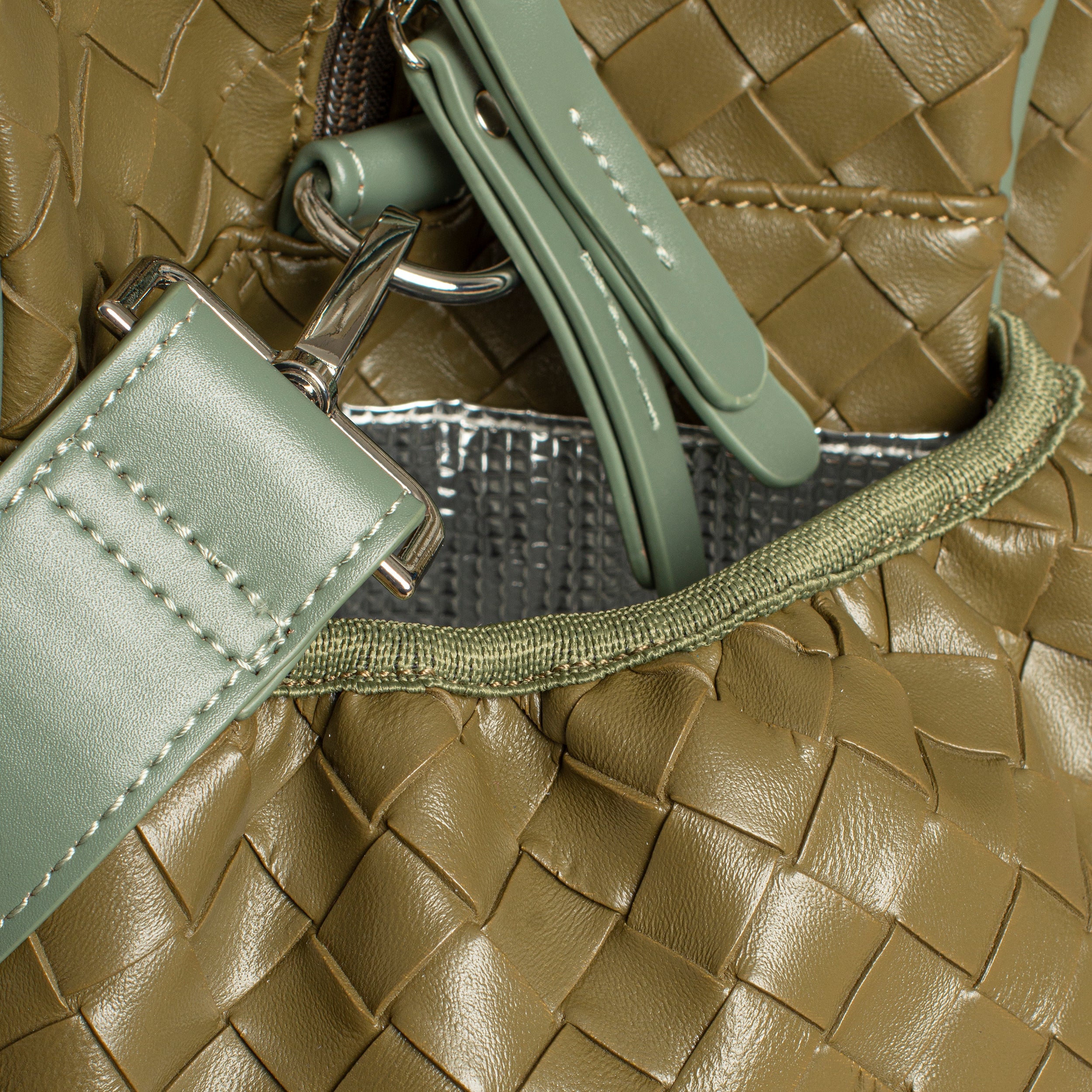 Large Duffel Racket Bag Woven Leather Green