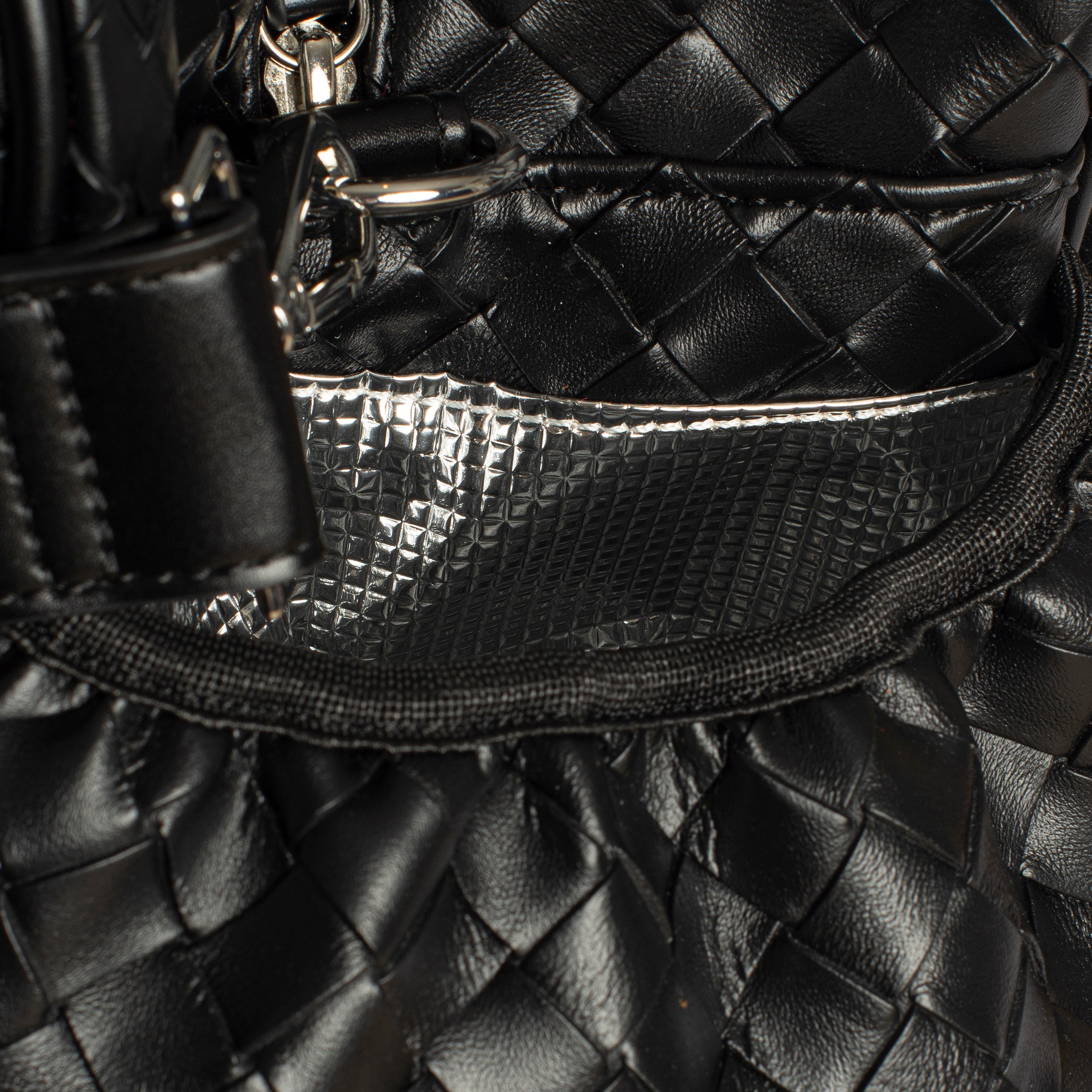 Large Duffel Racket Bag Woven Leather Black