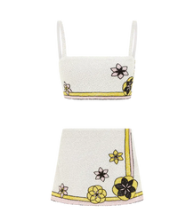 Mei Flattering Summer Luxe Co-Ord Top - White