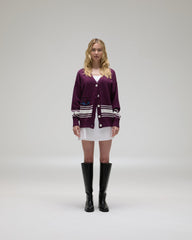 Sophie Stripe Cardigan - Burgundy