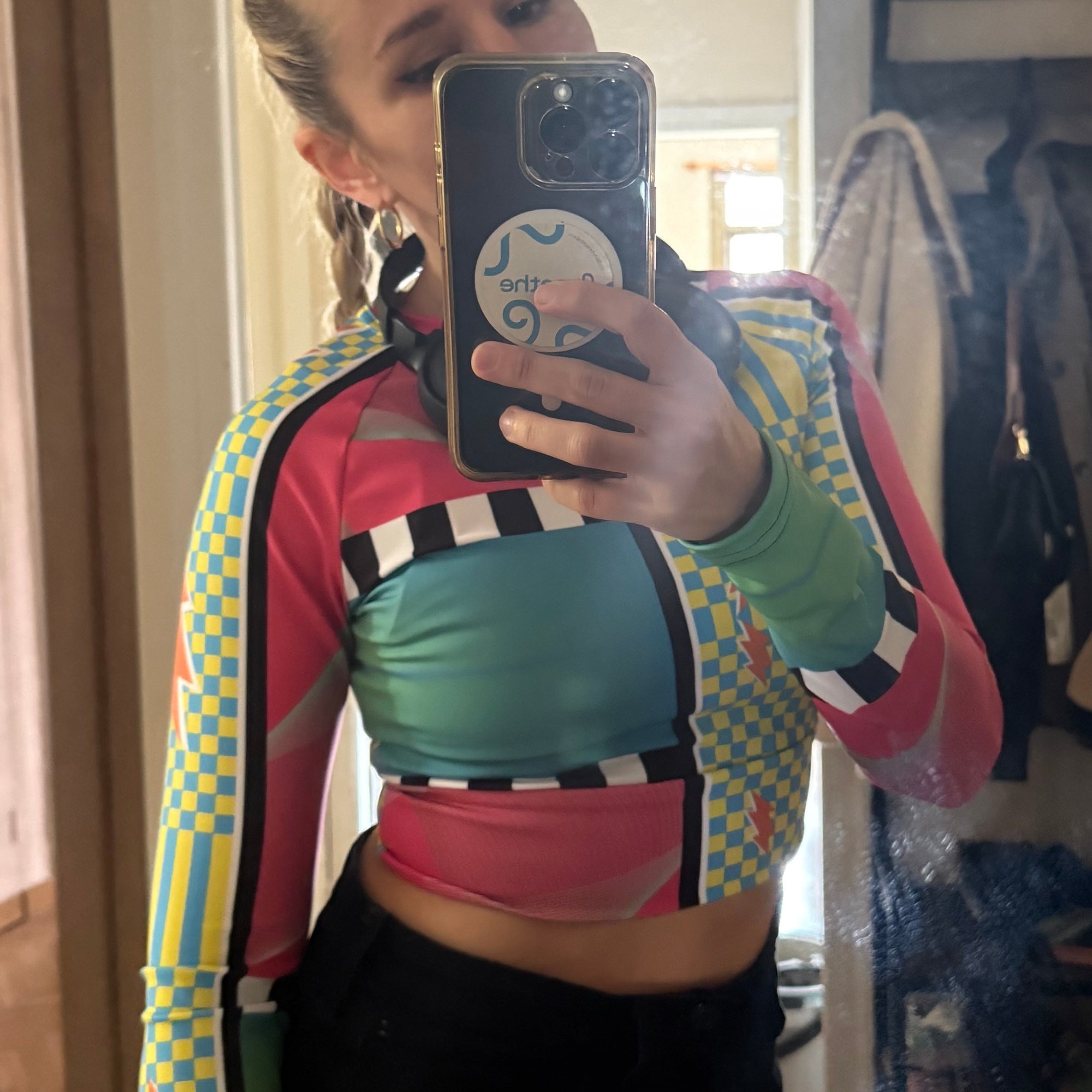 Velodrome Green Long Sleeve Crop Top