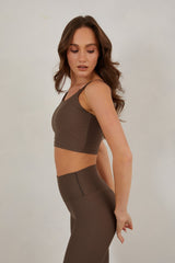 Longline Sports Tank Bra, Mocha