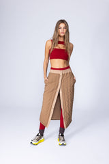 WARM PUFFER SKIRT - FLAT WHITE BROWN