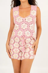 Honeycomb Hand Crochet With Sequins Top