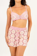 Honeycomb Hand Crochet With Sequins Bralette