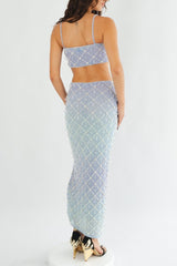 Calliope Luxury Crystal Co-Ord Top Only Purple Blue