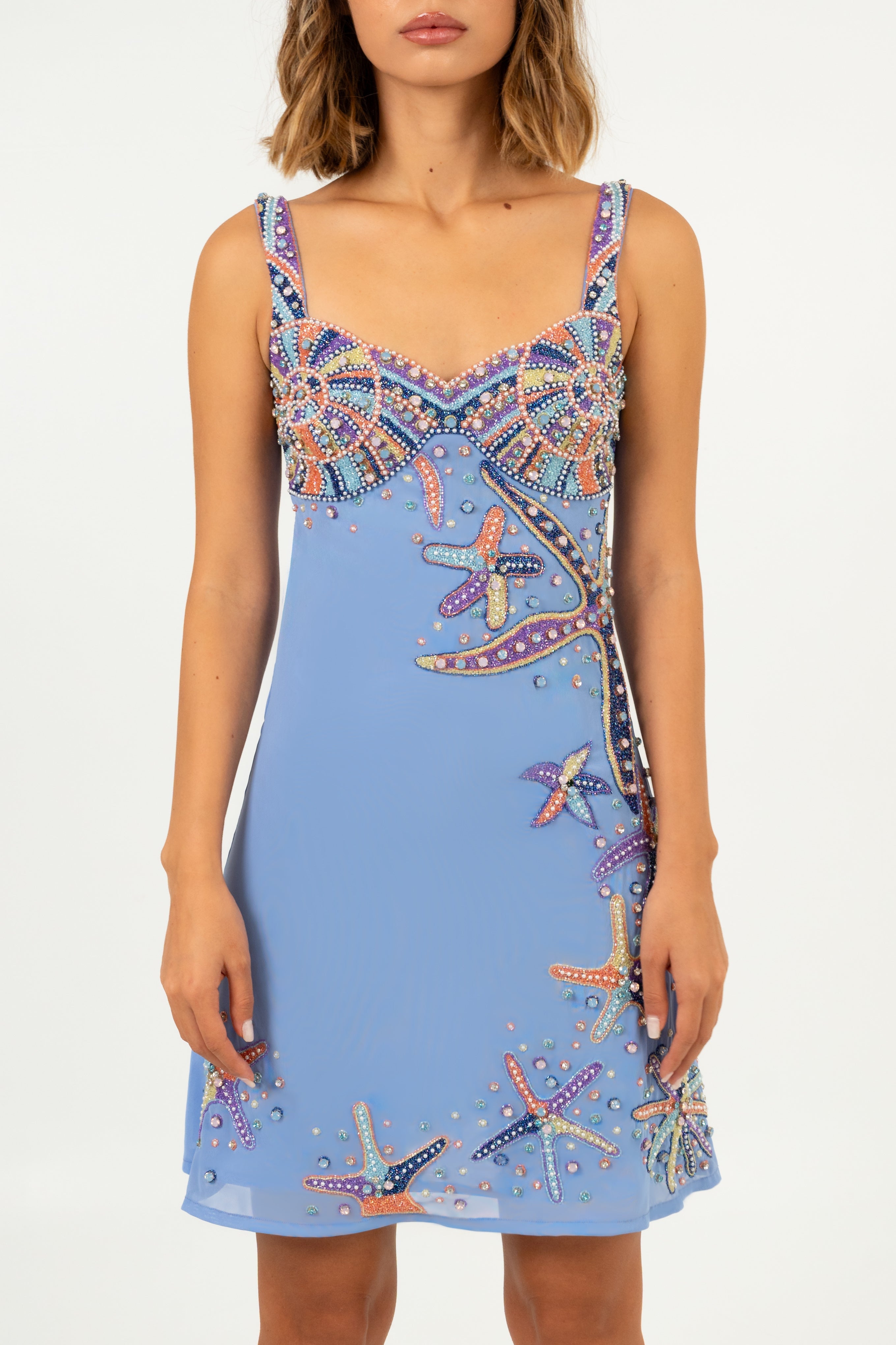 Crescent Shell Mini Dress Lilac