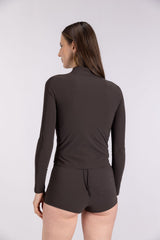Rash Guard With Zip ― Coffee