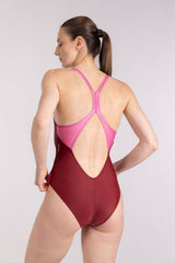 Racerback Swimsuit High Cut ― Red / Pink