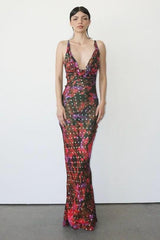 Noor Back Dress, Satin Pink Multi Dress