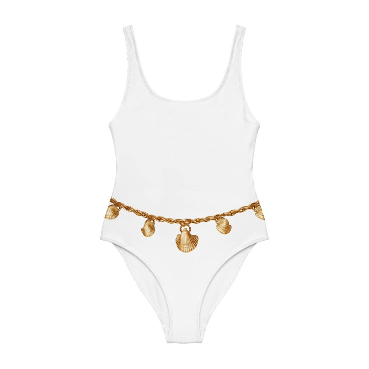 White One Piece Swimsuit - Aurora Belly Chain