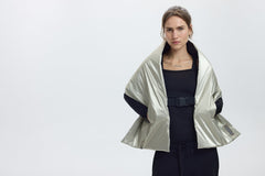 TOKYO SHAWL - METALLIC GOLD ( INSIDE CHARCOAL) REVERSIBLE
