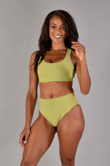 Jane Recycled Rib Sports Top in Leaf Green