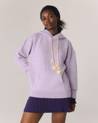 Žilvinas: Lilac Merino Wool Hoodie With Off White Flower