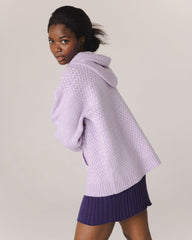 Žilvinas: Lilac Merino Wool Hoodie With Off White Flower