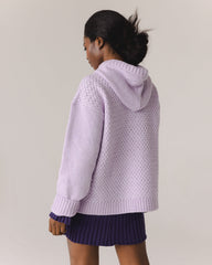 Žilvinas: Lilac Merino Wool Hoodie With Off White Flower