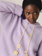 Žilvinas: Lilac Merino Wool Hoodie With Off White Flower