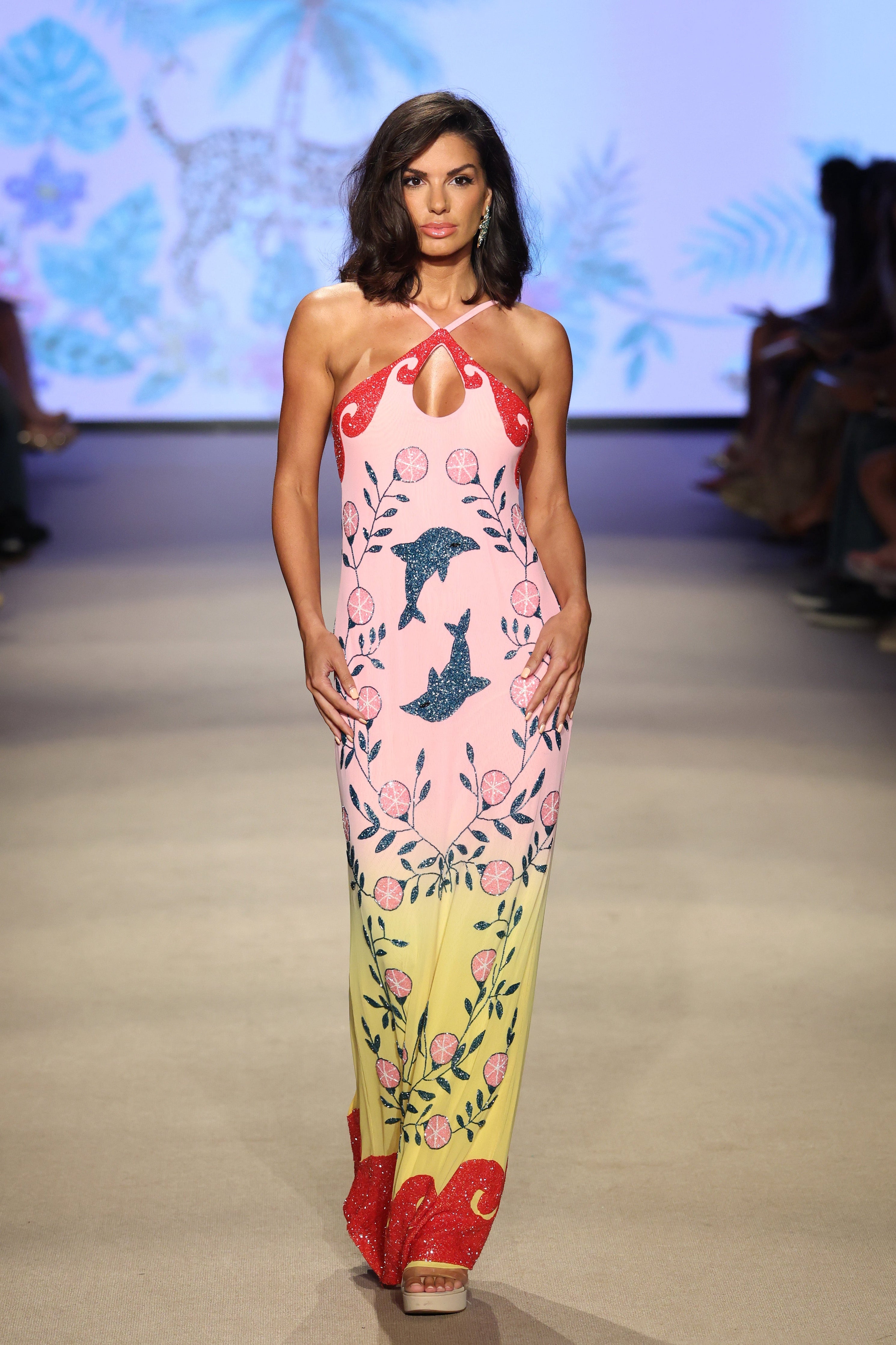 Dolphin Hand Beaded Maxi Dress