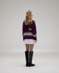 Sophie Stripe Cardigan - Burgundy