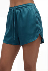 The Lady Silk Shorts Teal Eclipse