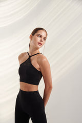 AirRise Mesh Convertible Neck Sports Bra - Black