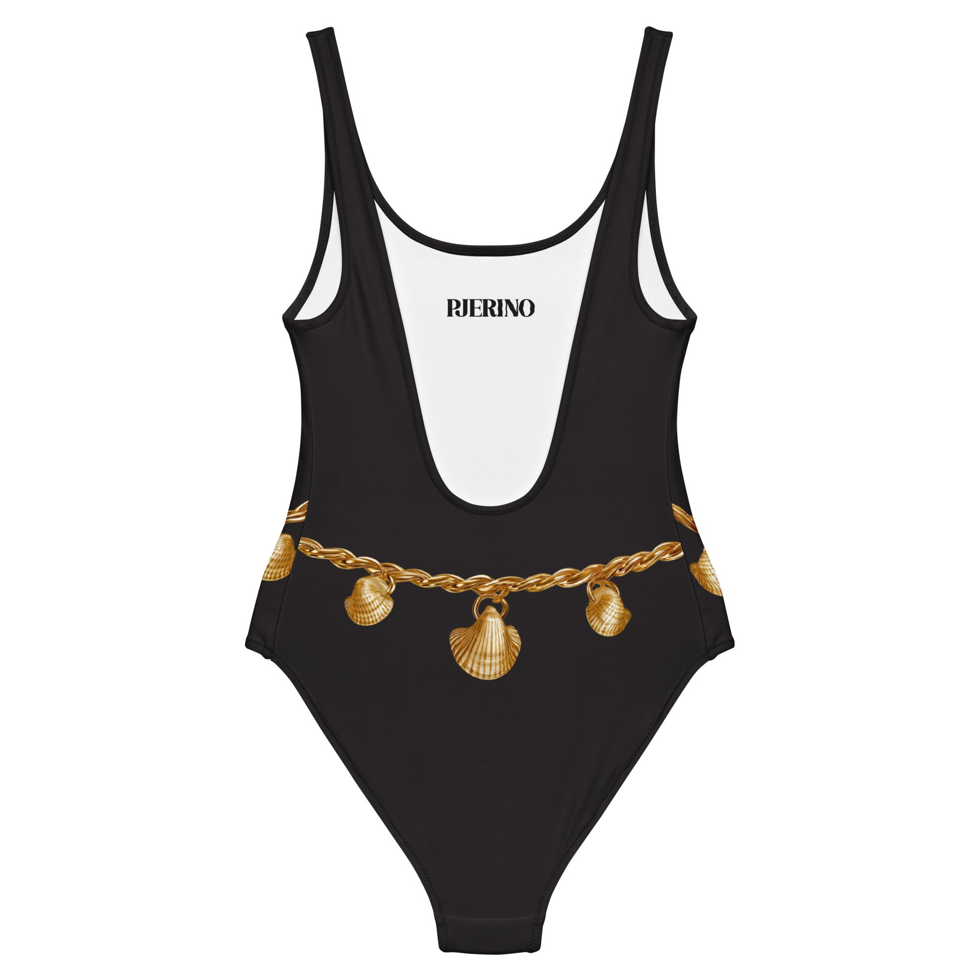 Black One Piece Swimsuit - Midnight Belly Chain
