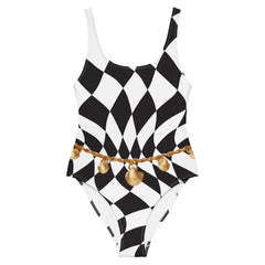 Retro One Piece Swimsuit - Belly Chain Harlequin