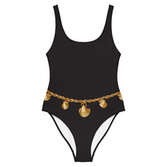Black One Piece Swimsuit - Midnight Belly Chain