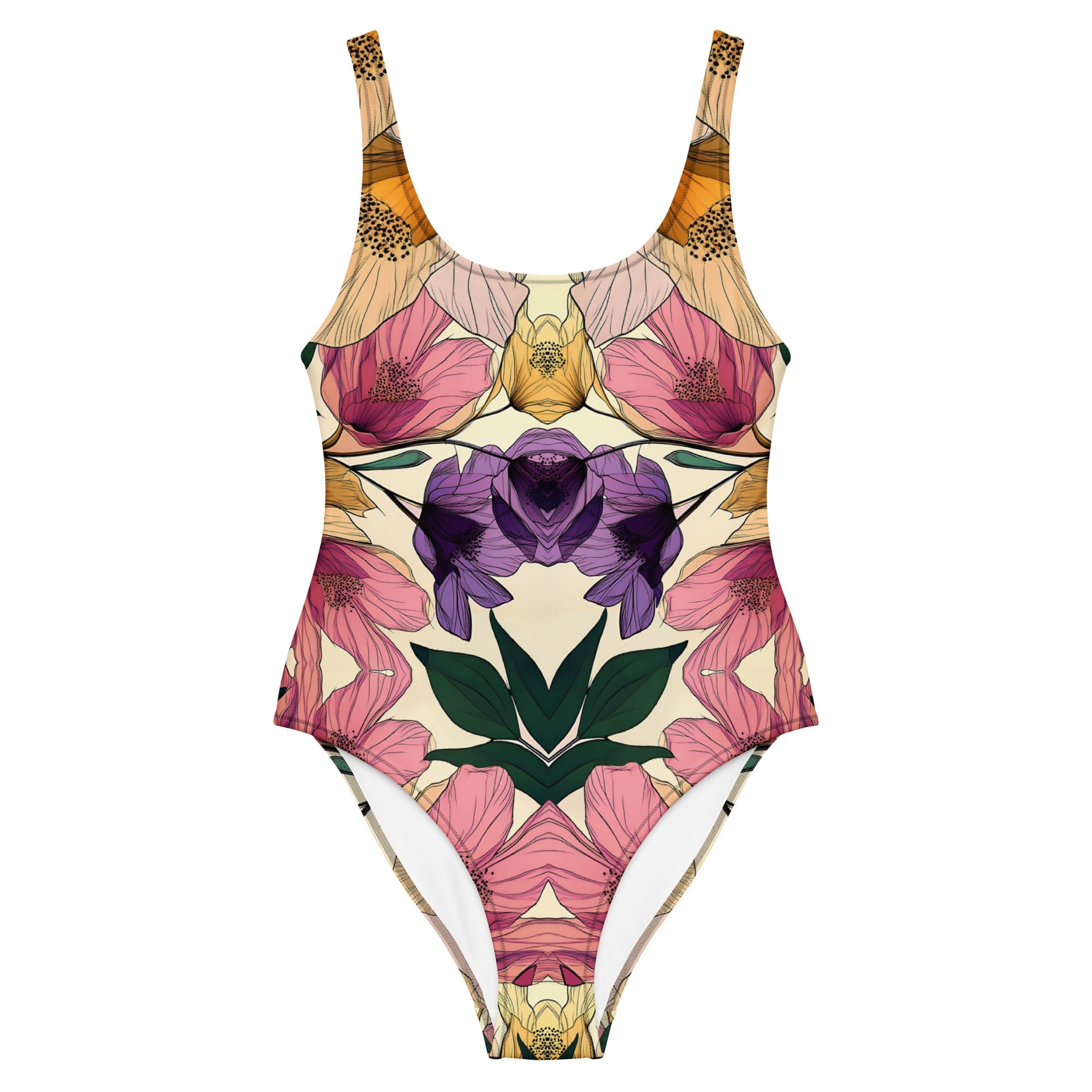 Retro Floral Swimsuit Mirror Blossom - One Piece