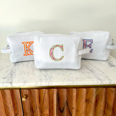 Monogrammed AppliqueLiberty Print Cosmetic Bag