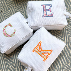 Monogrammed AppliqueLiberty Print Cosmetic Bag