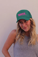 Tennis Friends Trucker Hat in Fuchsia