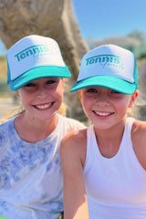 Tennis Friends Trucker Hat in Teal