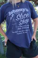 The Johnny's Slice Shop Tee -Black and Navy Tee