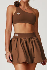 AYA One Shoulder Bra Top and Skirt Set (With Flower)