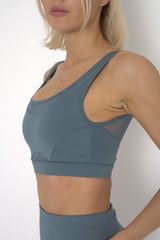 POWERFLOW MEDIUM SUPPORT SPORTS BRA SLATE BLUE