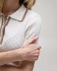 Jamie Pointelle Knit Short Sleeve Polo