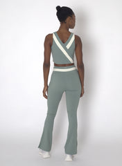 YOGAFLOW WRAP WAIST FLARE TROUSERS DUO SOFT SAGE