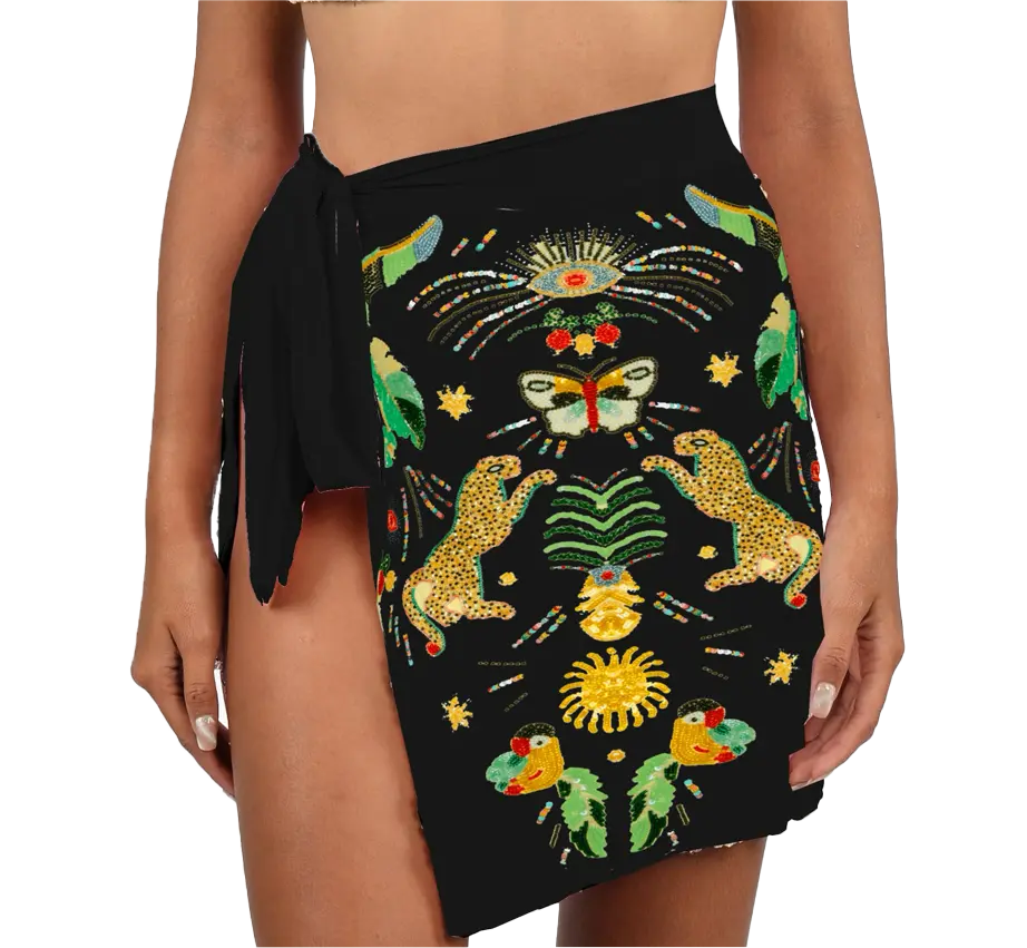 Aurelia Embroidered Luxury Black Mini Skirt