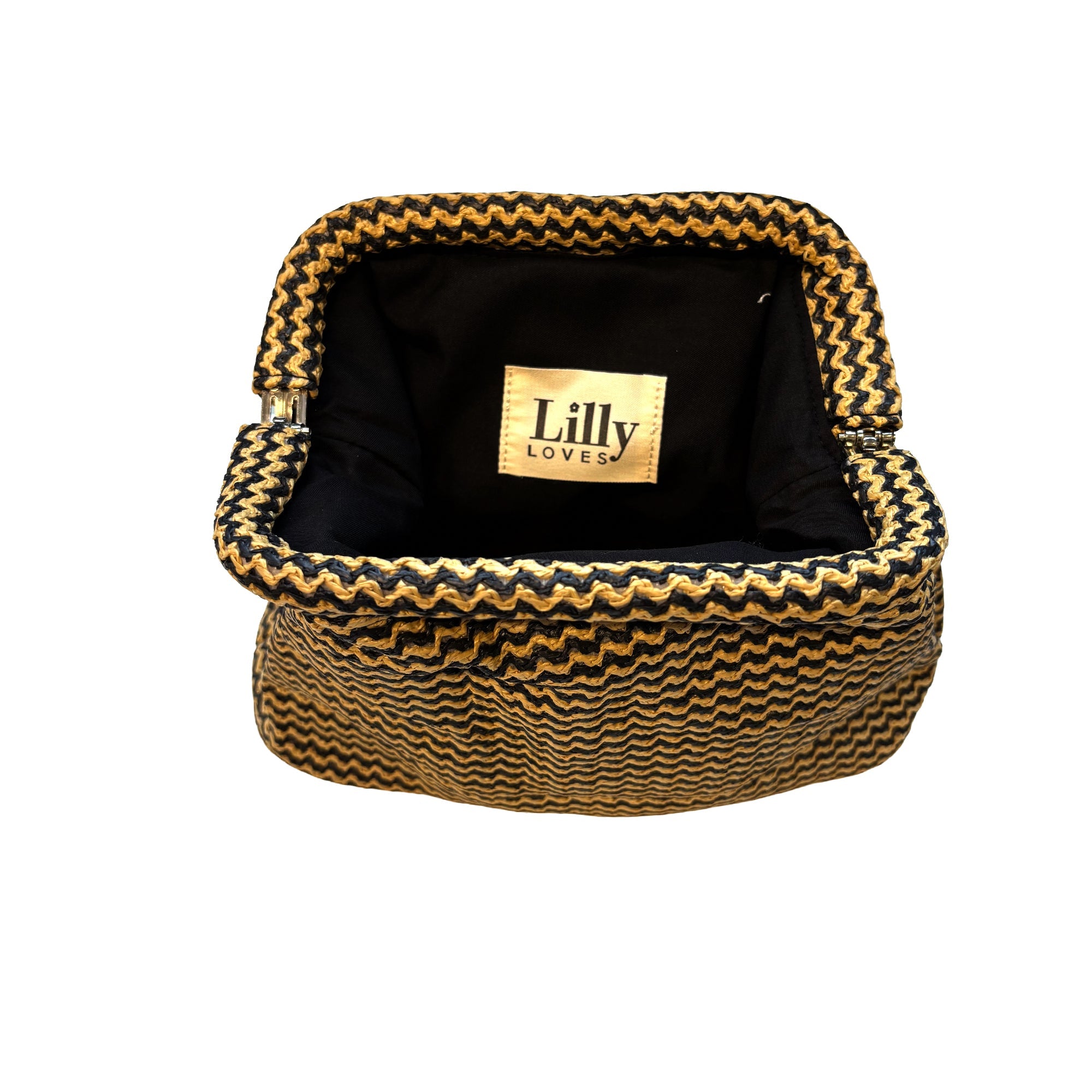 Ciao Black and Straw Clutch