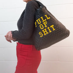 Black Embroidered Bucket Bag