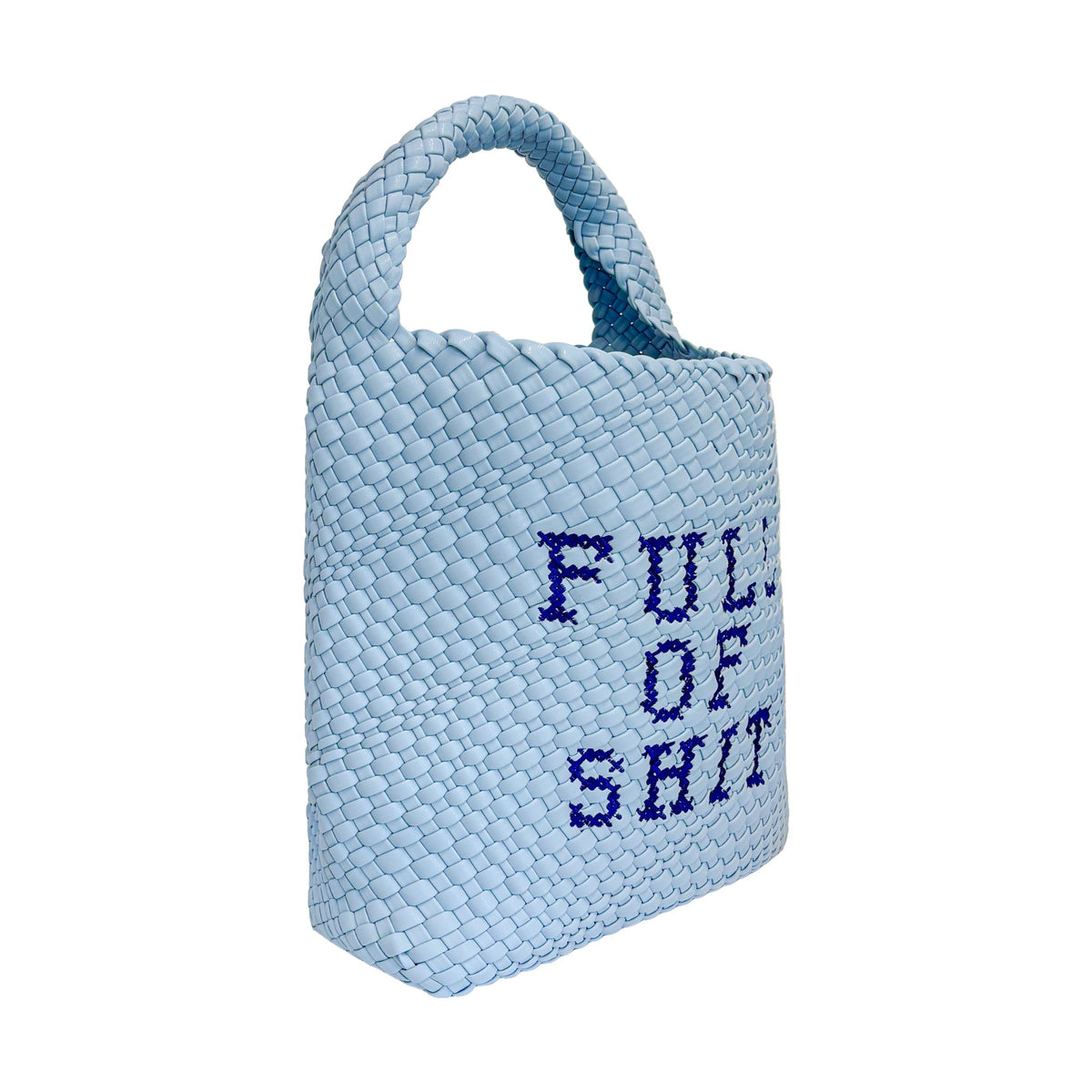 Blue Embroidered Bucket Bag