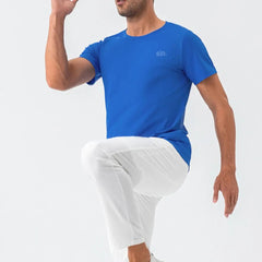 Blue Quick Dry Material Short Sleeve T-Shirts for Men