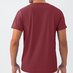Burgundy Blue Quick Dry Material Short Sleeve T-Shirts for Men