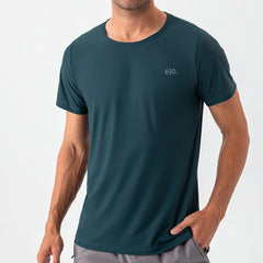 Blue Quick Dry Material Short Sleeve T-Shirts for Men