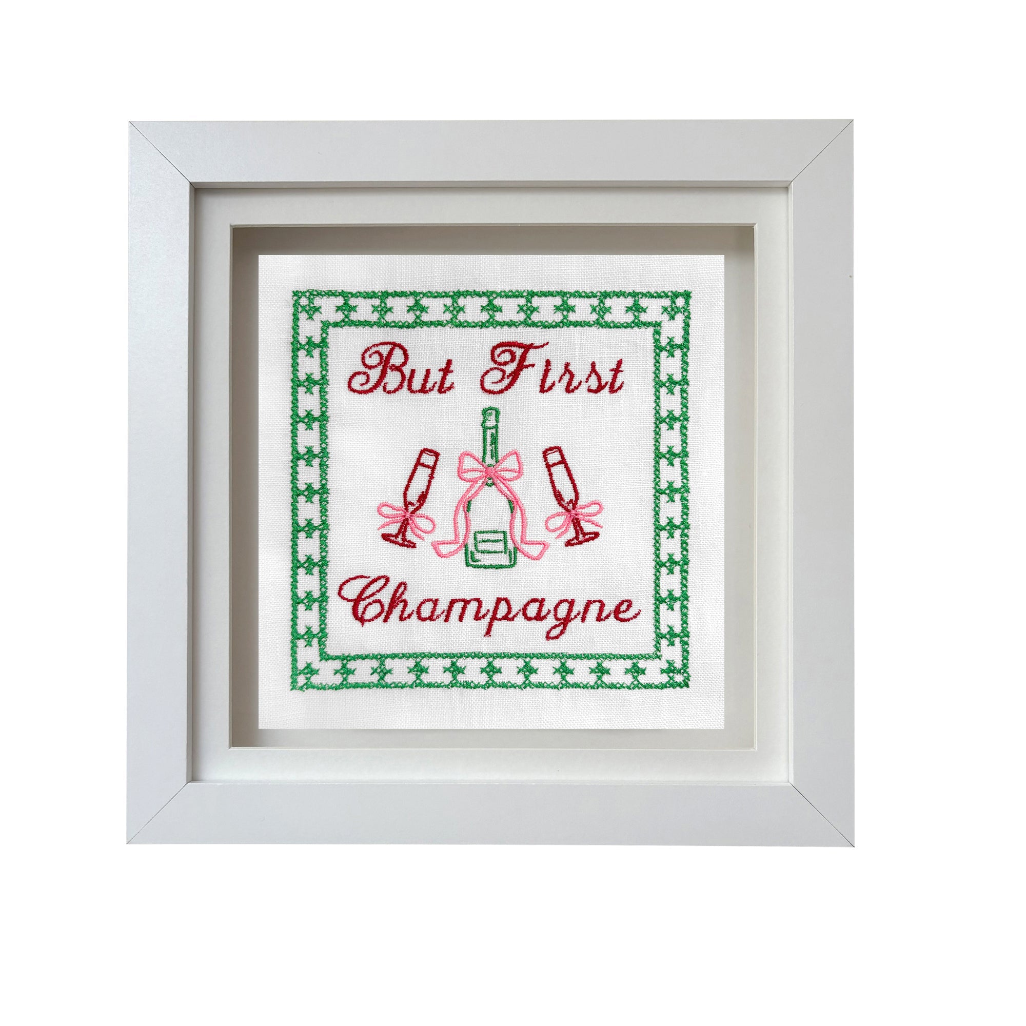 But First Champagne Embroidered Artwork