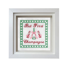 But First Champagne Embroidered Artwork