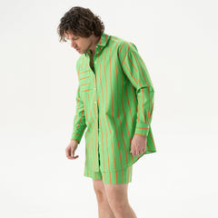 Silk Cotton Shirt Retro Green