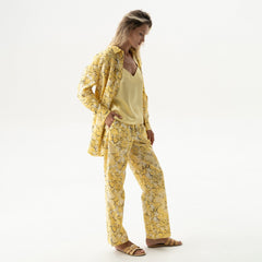 Silk Cotton Shirt Yellow Flowers
