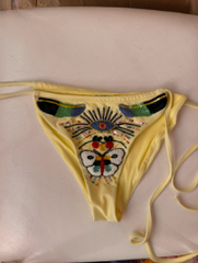 Clover Hand Beaded Bikini Bottom Yellow